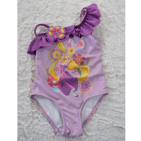 Disney Girls Rapunzel Swimsuit Purple